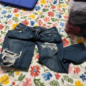 American Eagle Outfitters Dark Blue Distressed Boyfriend Jeans